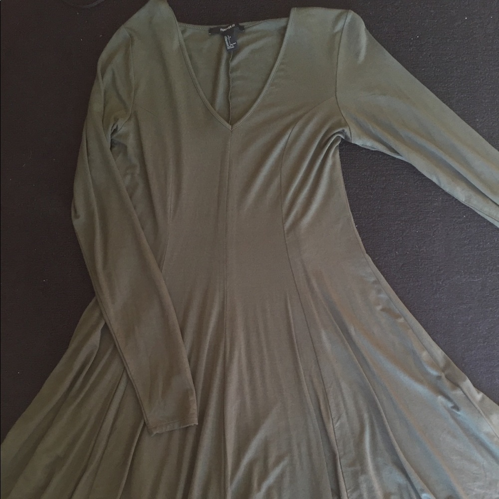 Olive green long sleeve skater dress